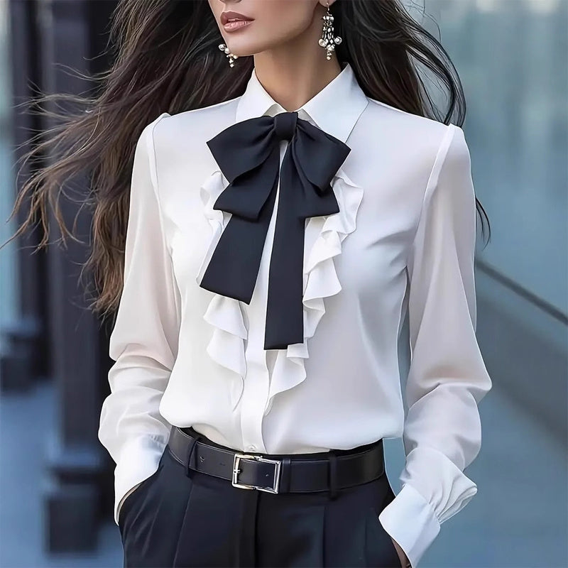Eloraine Bow-Tie Ruffle Blouse