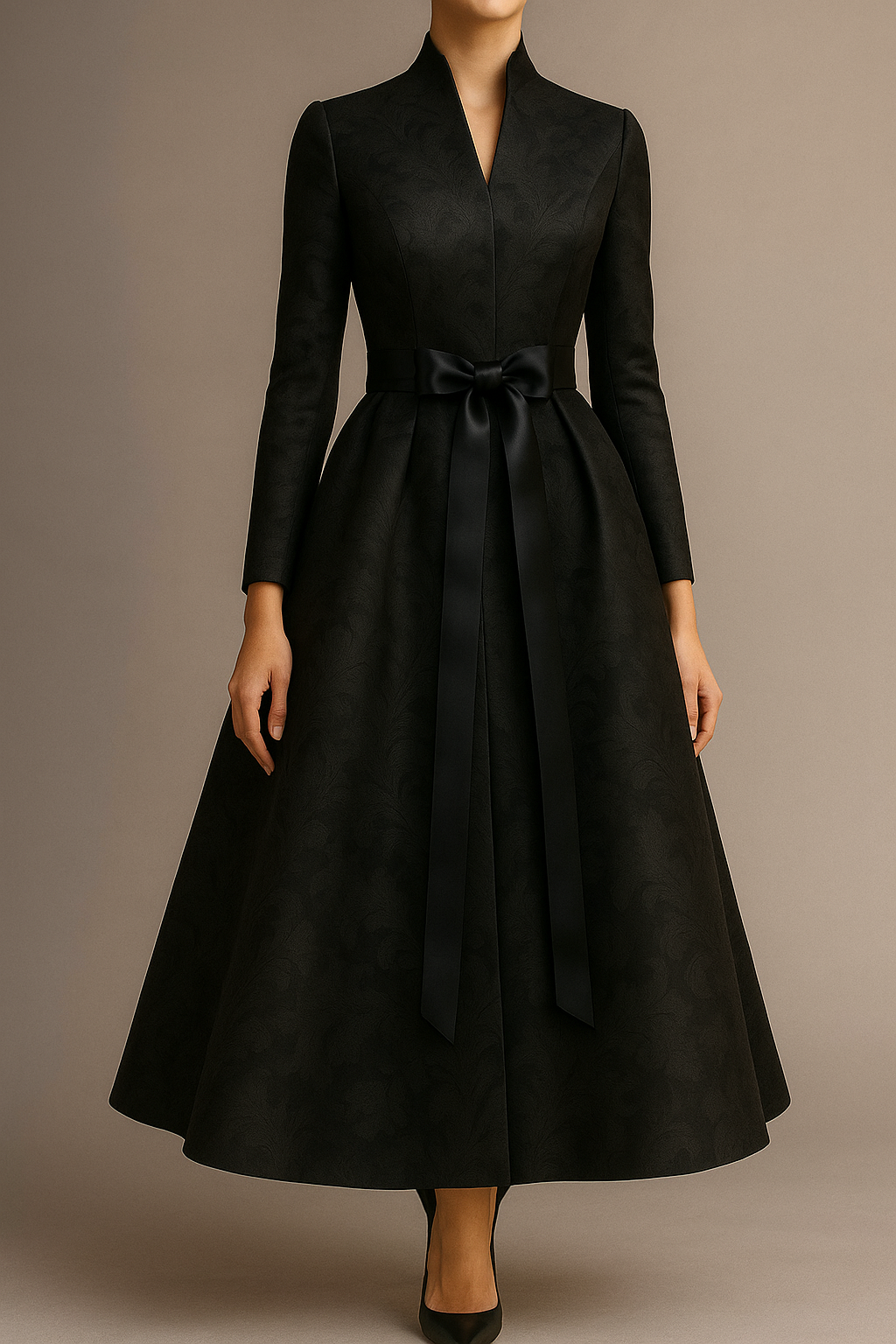 Elegant Long Sleeve Satin Party Dress