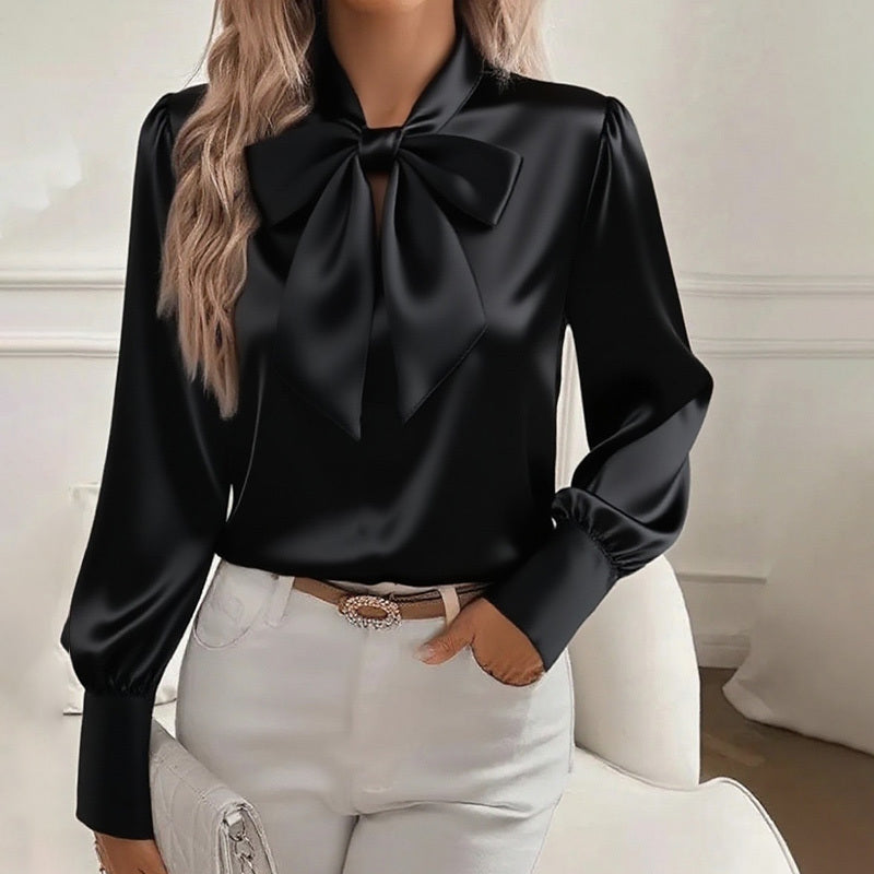 Velisse Bow Charm Satin Blouse
