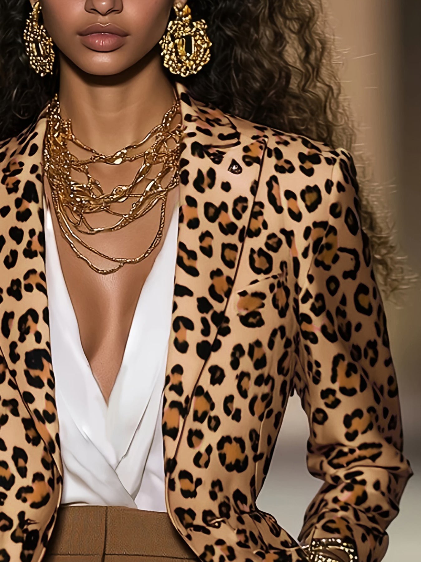 Velisse Leopard Statement Blazer Jacket