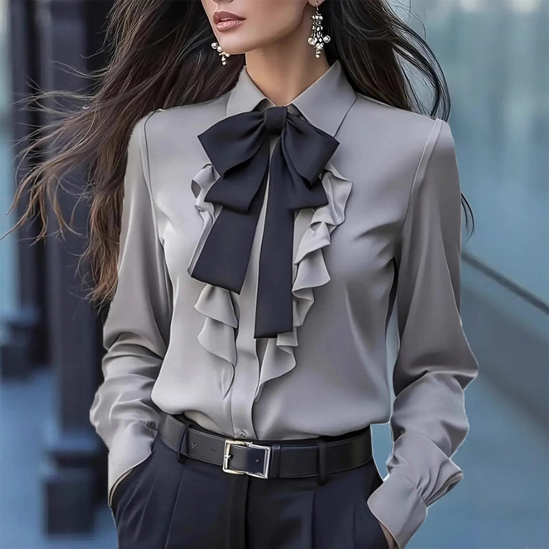 Eloraine Bow-Tie Ruffle Blouse