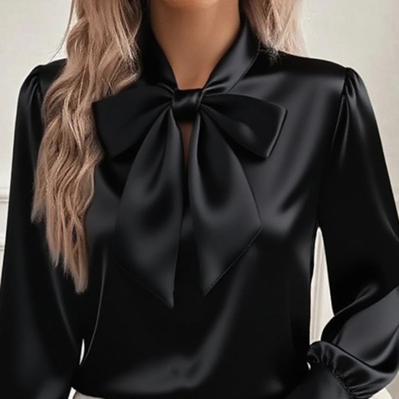 Velisse Bow Charm Satin Blouse