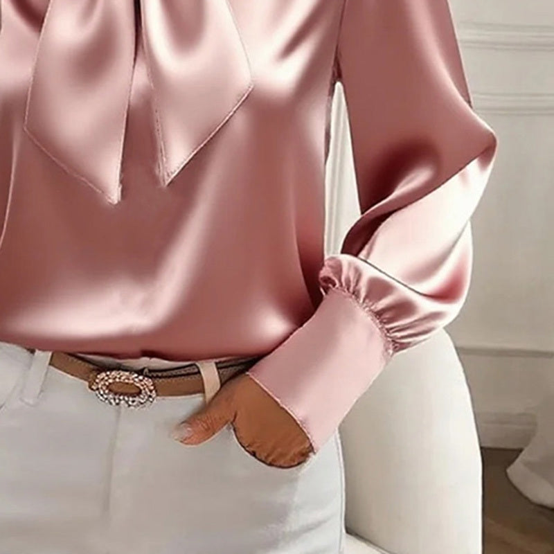 Velisse Bow Charm Satin Blouse