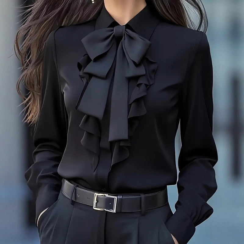 Eloraine Bow-Tie Ruffle Blouse