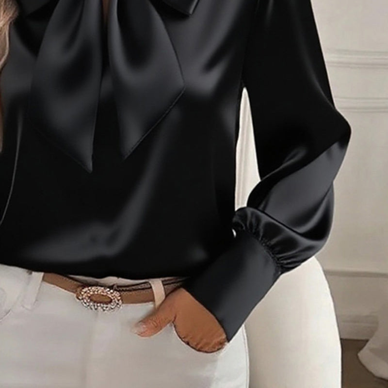 Velisse Bow Charm Satin Blouse