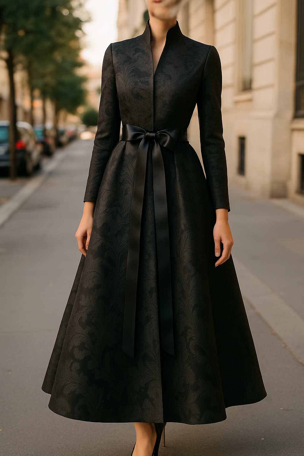 Elegant Long Sleeve Satin Party Dress