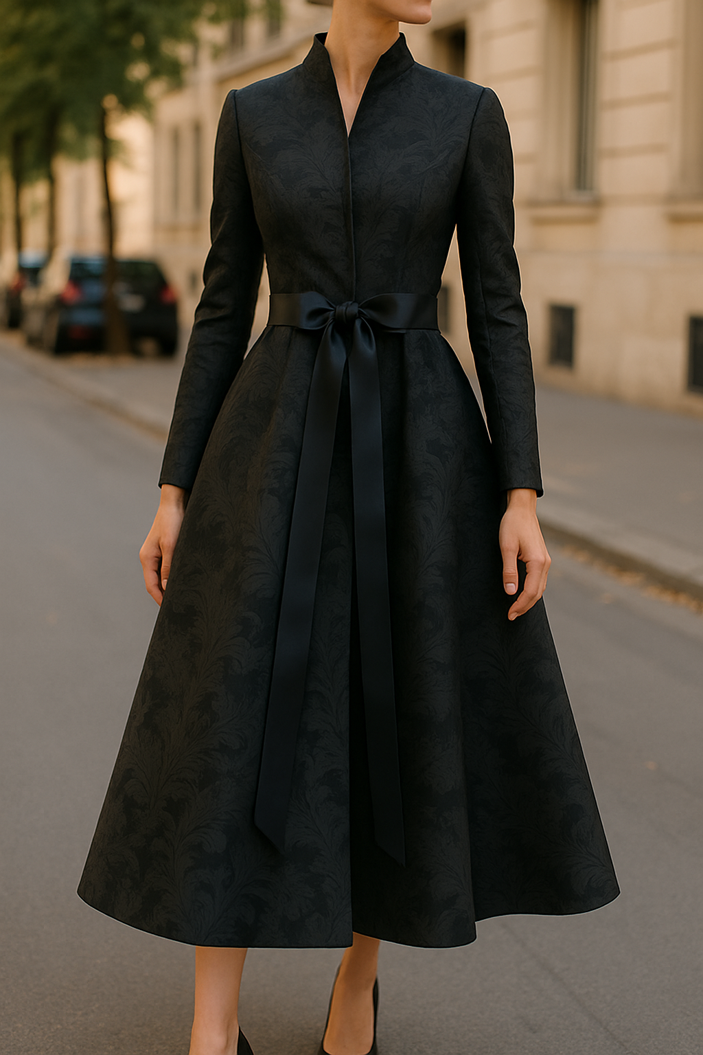 Elegant Long Sleeve Satin Party Dress