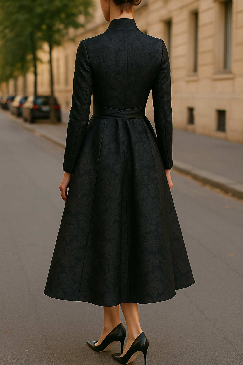 Elegant Long Sleeve Satin Party Dress