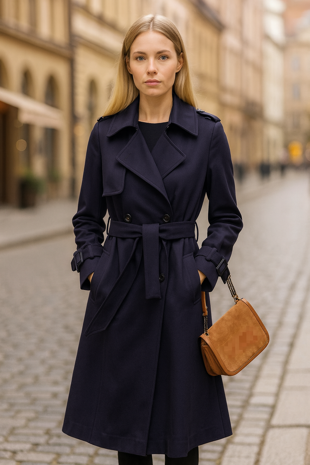 Double-breasted Mid-length Tie Trench Coat