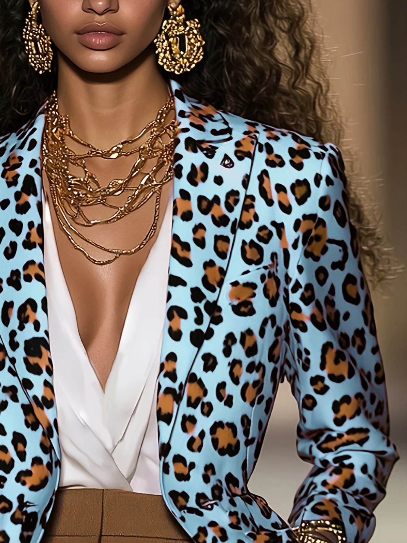 Velisse Leopard Statement Blazer Jacket