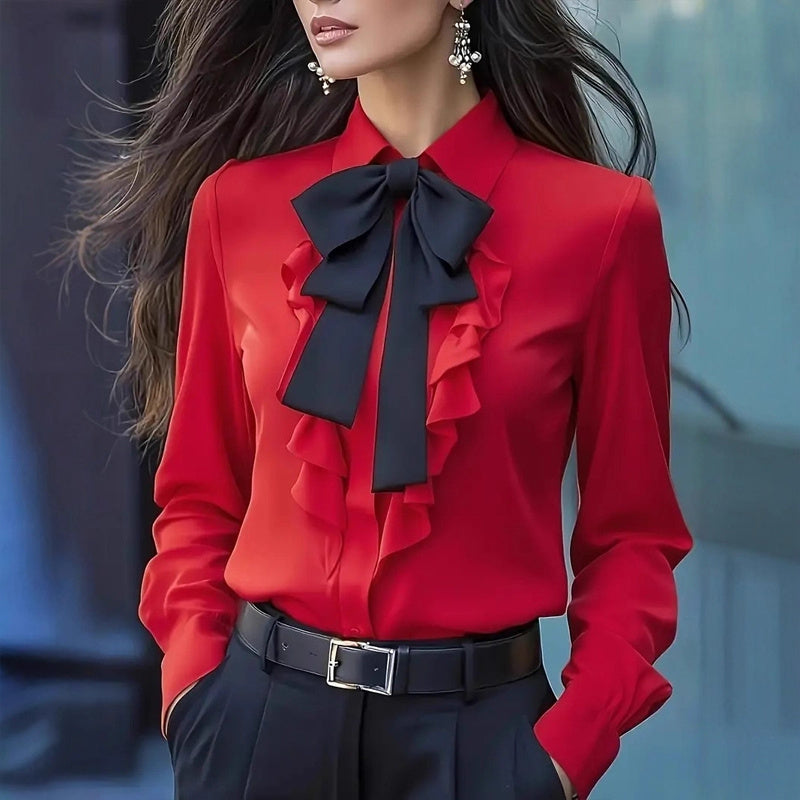 Eloraine Bow-Tie Ruffle Blouse