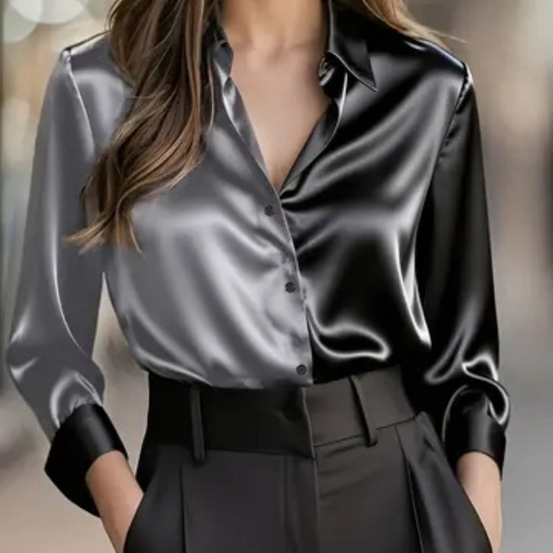 Long Sleeve Blouse Shirt Button Down Collared Tops