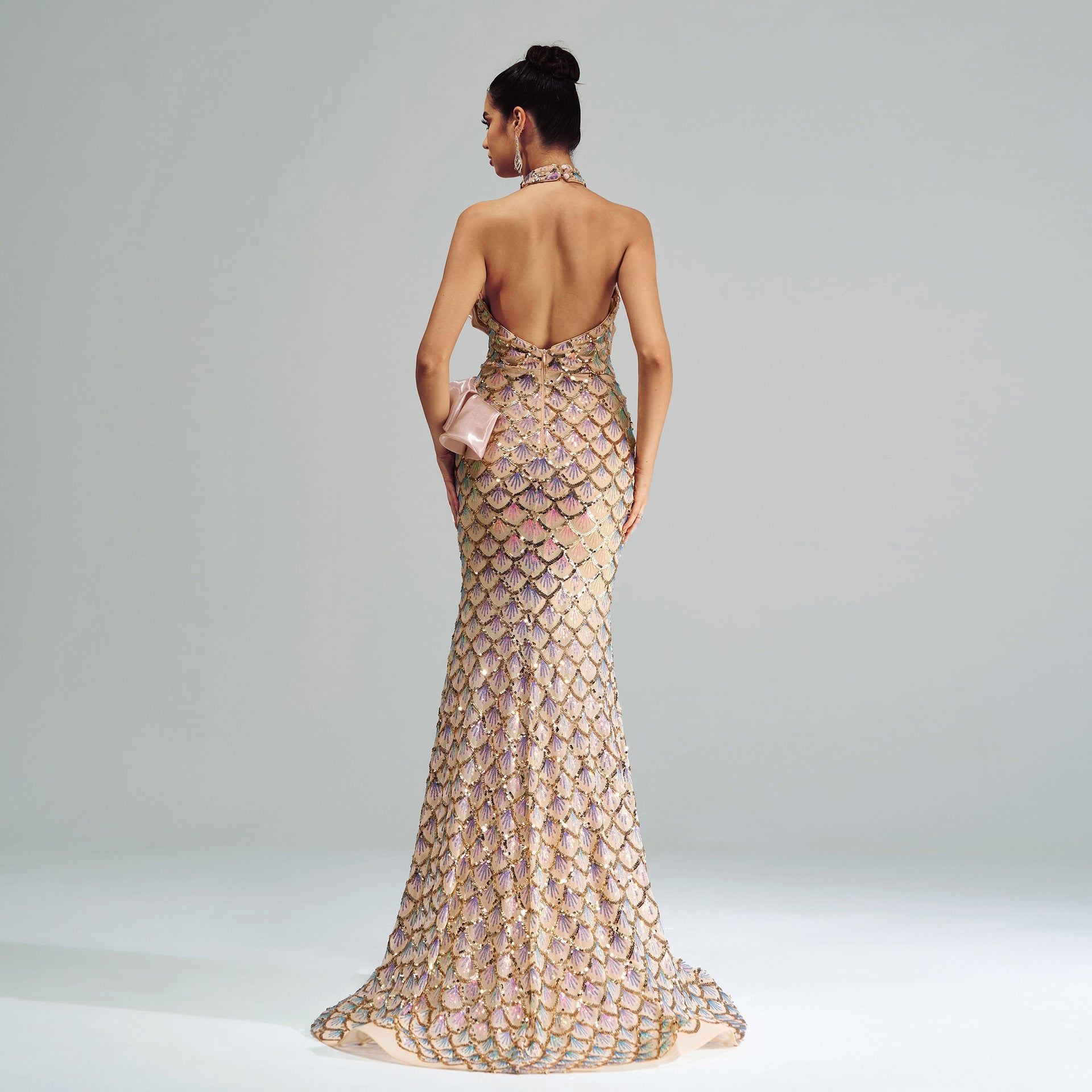 Halter Sequined Mermaid Evening Dress