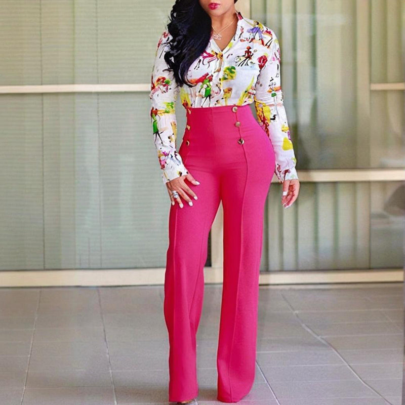 Melviera Elegant High-Waist Trousers